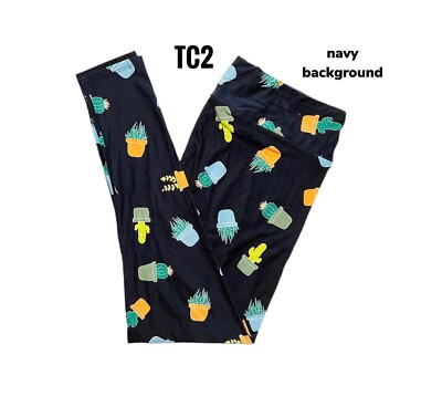 TC2 LuLaRoe Leggings Cactus Plants On Navy Fits 18/24