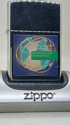 Vintage 1997 United Colors Of Benetton High Polish Chrome Zippo 