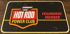 Hot Rod Power Club Booster License Plate Founding Member Magazine PLASTIC