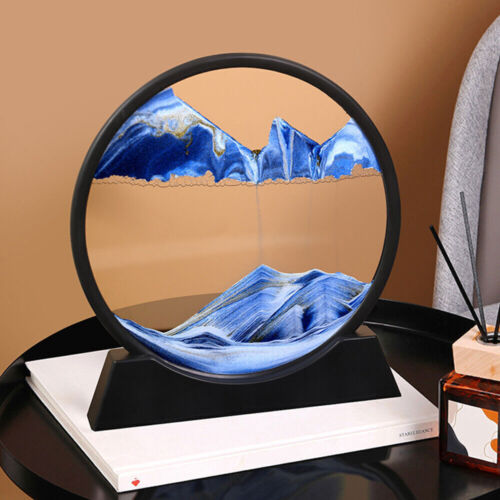 Moving 3D Sand Art Picture Round Glass Hourglass Deep Sea Sandscape Home Decor - Afbeelding 1 van 25