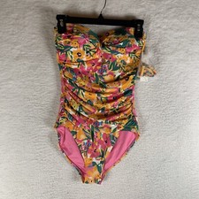 Anne Cole One-Piece Swimsuit Women 6 Multicolor Floral Stretch Twist-Front S9436