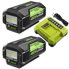 2Pack 40V 6.0Ah Lithium-ion Battery with Charger Replacement for Ryobi 40V Ba...