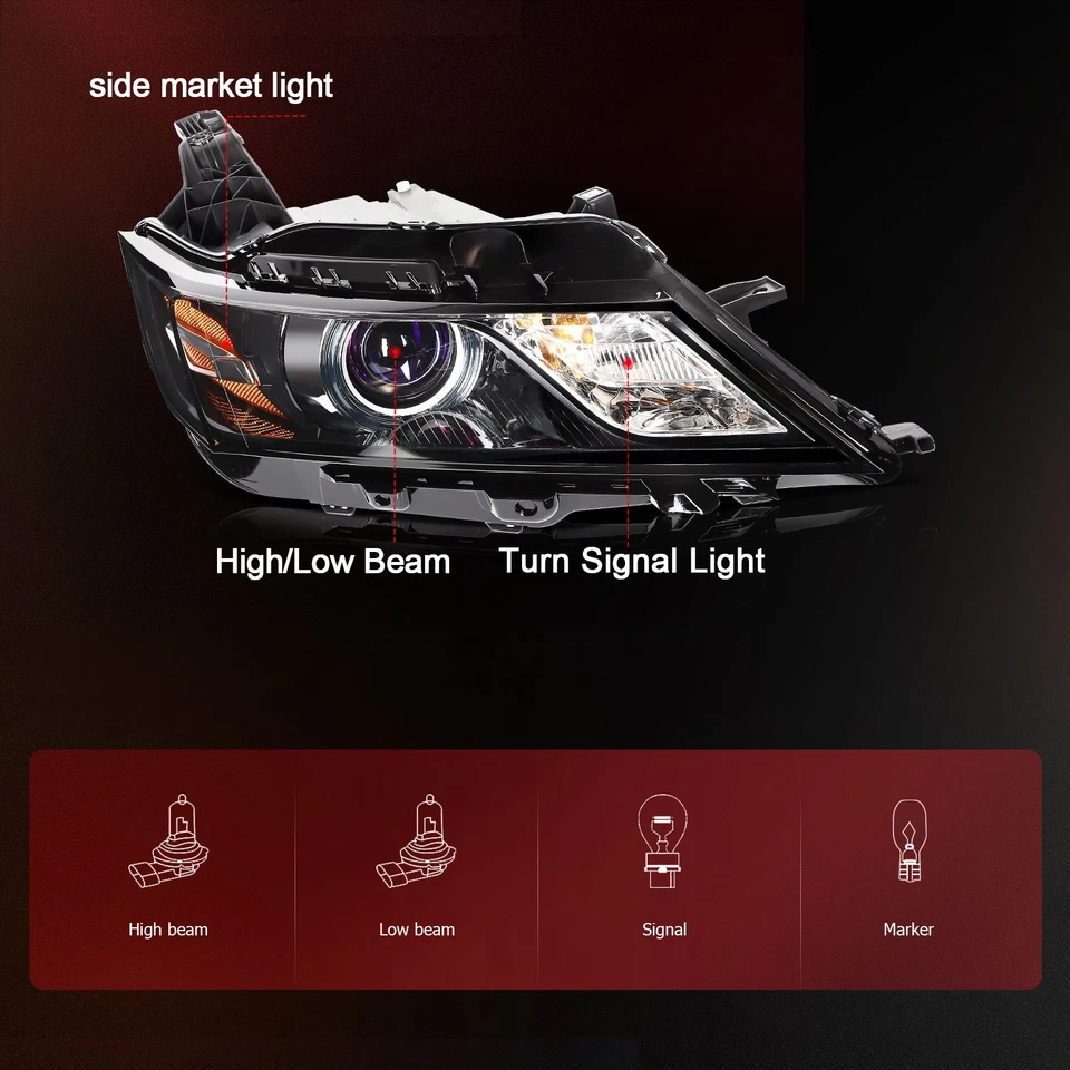 Headlights Assembly For 2014-2020 Chevy Impala Black Housing Left+Right Pair Foto 3 de 4