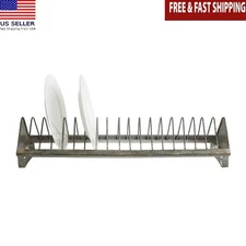 Rustic Metal Plate Rack 18 Dividers Kitchen Storage Farmhouse Bohemian 24x6x5.5
