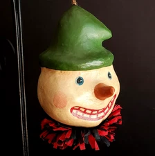 Bethany Lowe Large Snowman Head Ornament 6" Paper Mache
