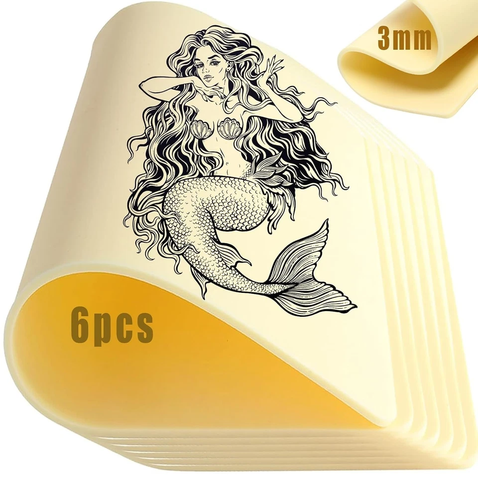 Kit de práctica de piel falsa de 6 piezas de 3 mm, 11,8 X 8,3 pulgadas de espesor de piel de silicona con 2 piezas Tat Foto 3 de 4