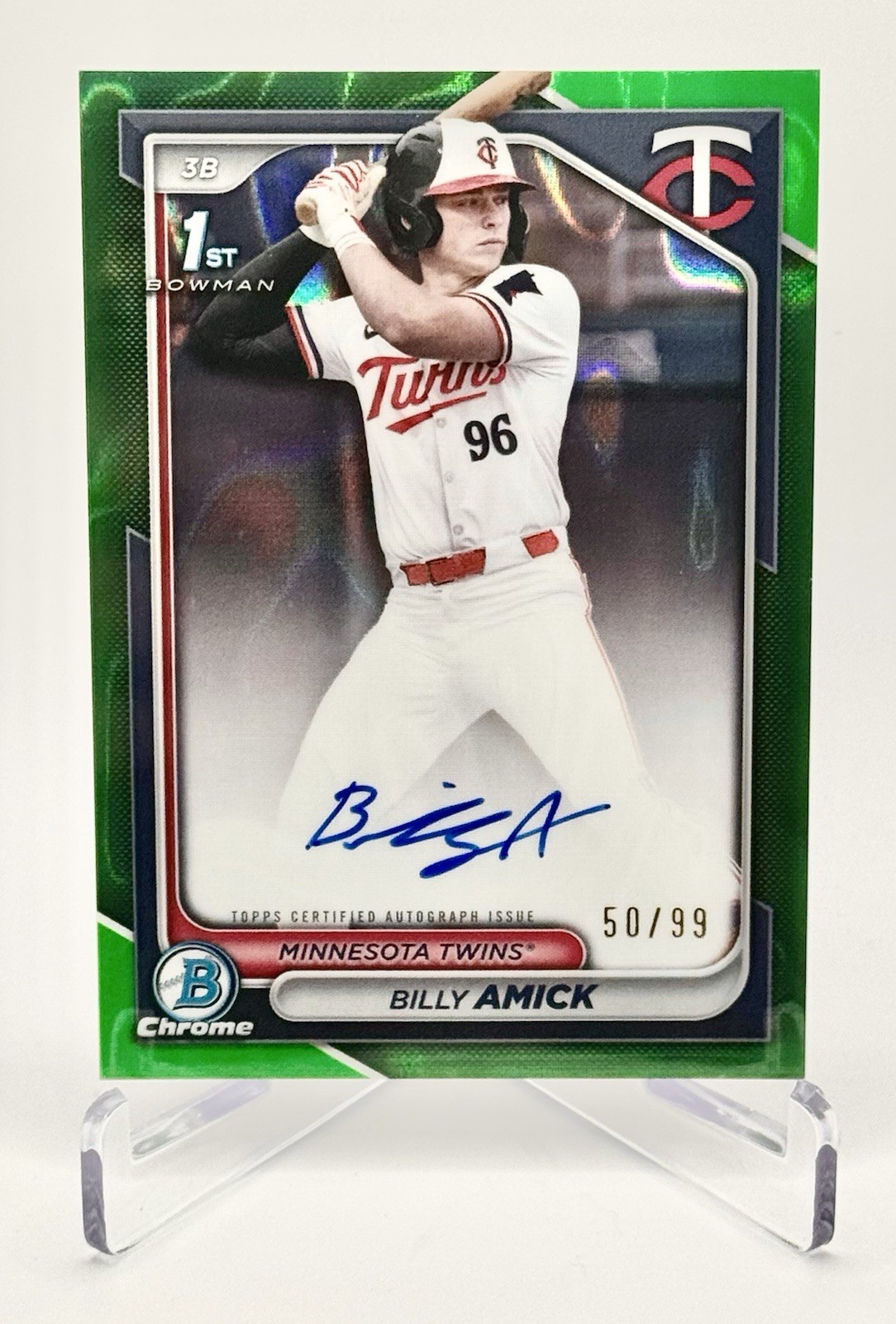 Billy Amick 2024 Bowman Draft Chrome 1st Auto RC Green Lava Refractor /99 #CPABA