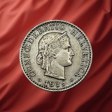 1939 B Switzerland 20 Rappen - Combined Ship
