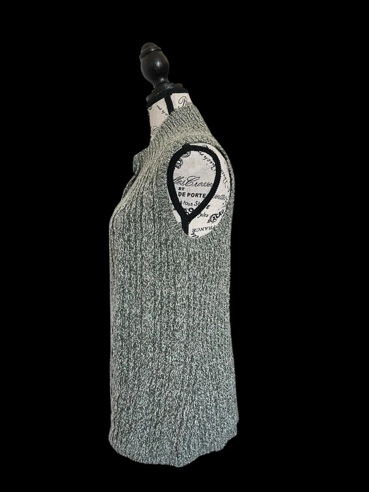 Cárdigan abierto sin mangas tejido jaspeado verde Kim Rogers chaleco suéter para mujer M’s Foto 2 de 4