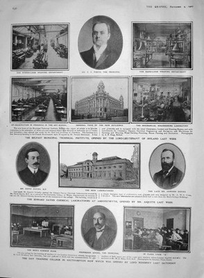 Original Old Antique Print 1907 Forth Laboratories Aberystwyth Solomon Diamond