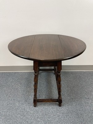 vintage Wood Square to Round Table with Fold Down Wings & Spool Legs - 21.25'' hi