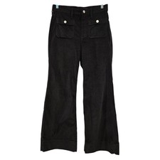 J.CREW Black Velvet Wide Leg Patch Pocket Pants Size 29 High Rise 32" inseam Y2K