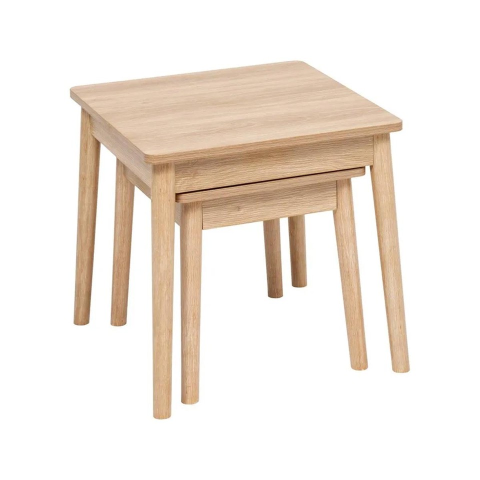 Lot de 2 Tables d'Appoint Gigognes "Abana" 45cm Naturel