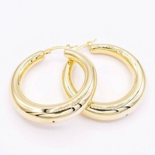1 1/2" 42mm Plain Graduated Hoop Earrings 14K Yellow Gold-Plated Silver 925