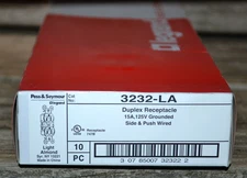 Box of 10 Pass & Seymour 3232-LA Duplex Receptacle 15 Amp, 125V -- NEW