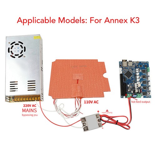 3D Printer Silicone Heated Pad For Annex K3 110V 500W 170x170mm High Temperat CB - Afbeelding 10 van 22