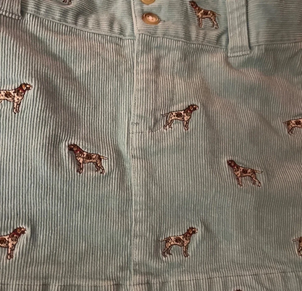 RALPH LAUREN Corduroy Girl Skirt Embroidered Dog English Pointer AquaTurquoise 7 - Image 3 of 4