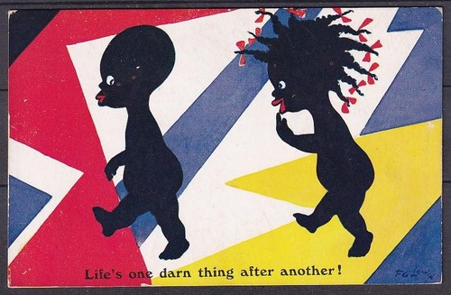 g3469/ FG Cartolina cartone animato umorismo Lewin 191x # Due bambini africani