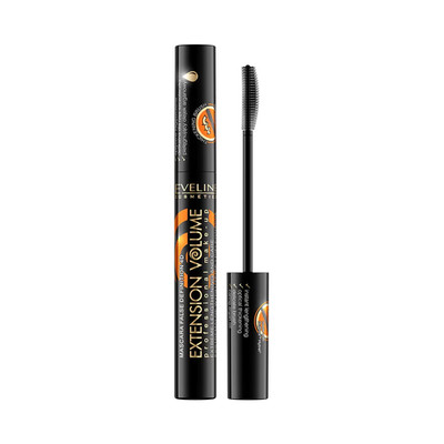 Eveline Extension Volume Mascara - Verlängernde und pflegende Wimpern, Schwarz,