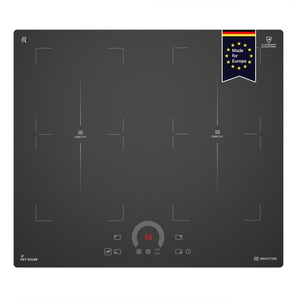 Placa de inducción 60 cm resistente a los arañazos 2 zonas flexibles 4 zonas táctil instalación autosuficiente