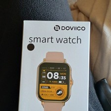 DOVIICO Smart Watch BLACK Case BLAXK Silicone Band Touch Screen Fitness Tracker