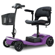 Portable Mobility Scooter 4mph Boot Travel LED Headlight Black Red Blue Purple