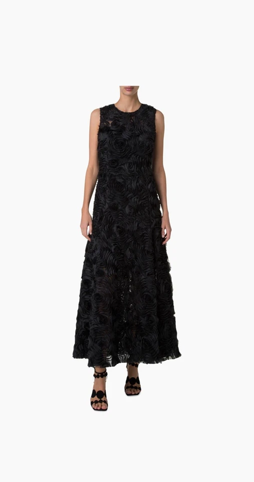 Akris Punto 3D Floral Mixed Media A-Line Midi-Dress - Image 2 of 4