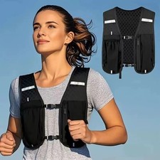 Reflective Running Vest Hydration Backpack Chest Pack Water Bottle Holder