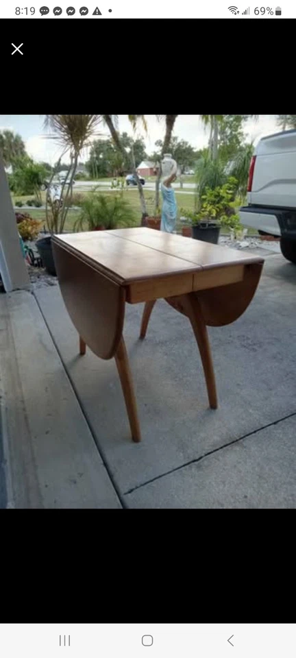 Mesa moderna Heywood Wakefield Butterfly Wishbone hoja caída mediados de siglo Foto 2 de 4