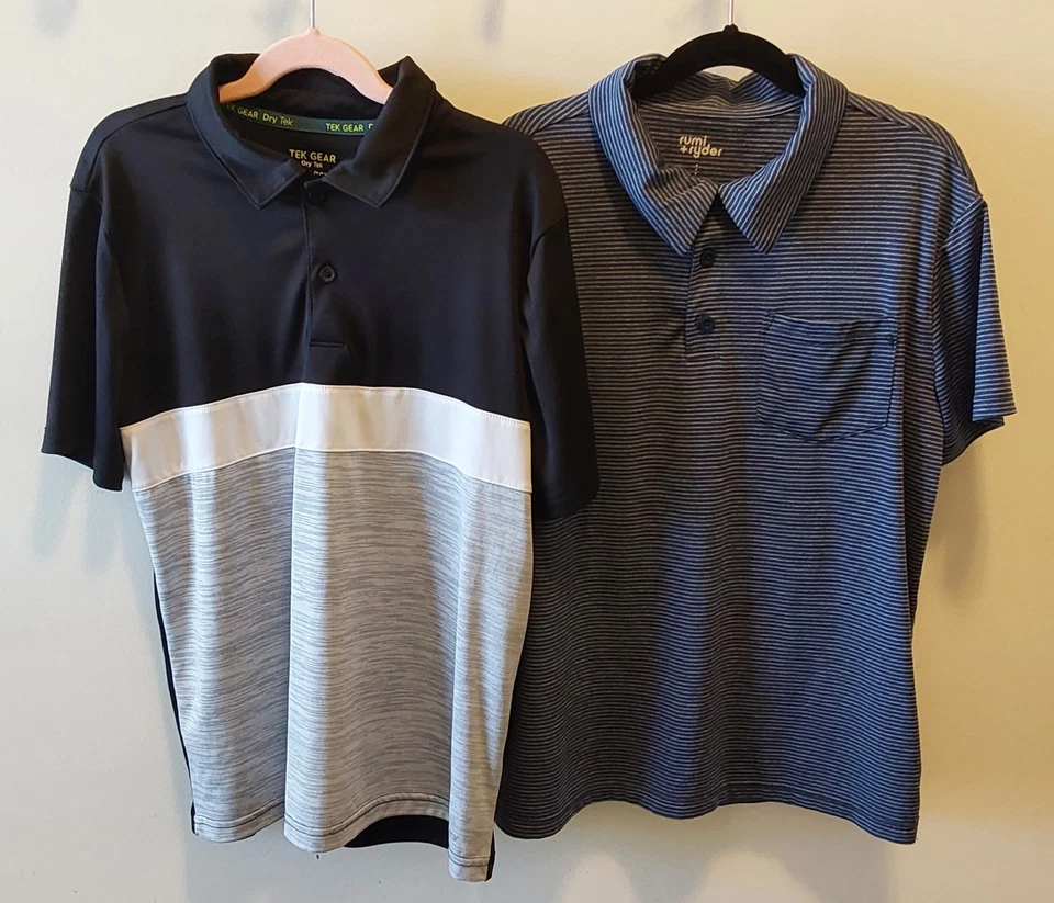 2 男孩 Polos / Tek Gear Colorblock & Rumi + Ryder 条纹 / L (12-14)(14-16) — 第 3/4 张图片