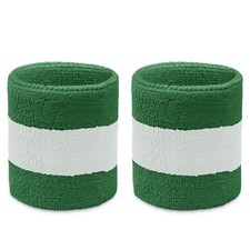 COUVER 2-Color Striped Wrist Sweatbands, Terry Cloth, 1 Pair  Athletic Wrist...