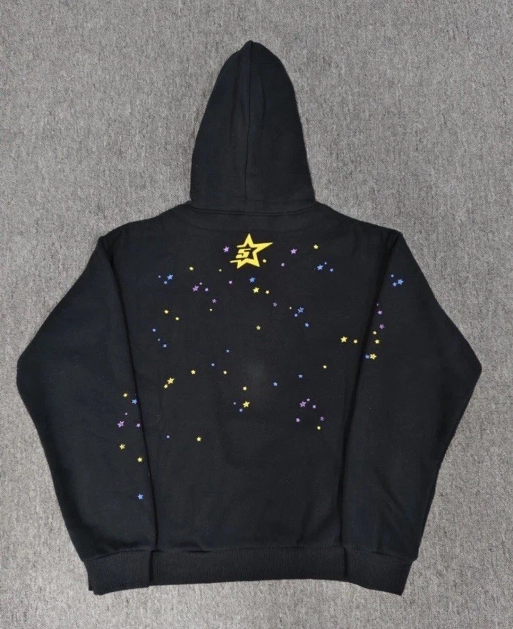 Sudadera con capucha rosa Sp5der negra Sp5der en todo el mundo talla grande Foto 3 de 4