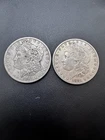 Lot of 2 Morgan Silver Dollars 1881 & 1891 P – 90% Silver US $1 Coins – Historic