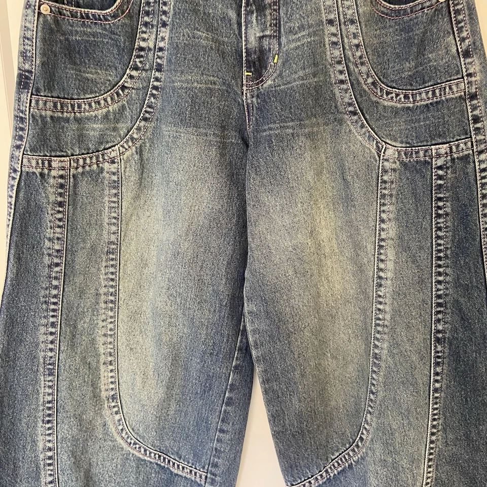 Vintage Analog Y2K Wide Leg Jeans Baggy Skate Denim Star Logo 2000s S10 (32x32) - Image 3 of 4