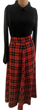 Vintage 70s Tartan PREP SCHOOL CHIC Plaid RAYON Made in Ireland Full Skirt 14