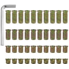 40PCS M6 Threaded Inserts, Wood Nuts, Furniture Connectors, Hex Wrenches, Kit