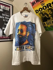 vintage 1995 Grateful Dead JERRY GARCIA Liquid Blue Painting Tribute T Shirt L