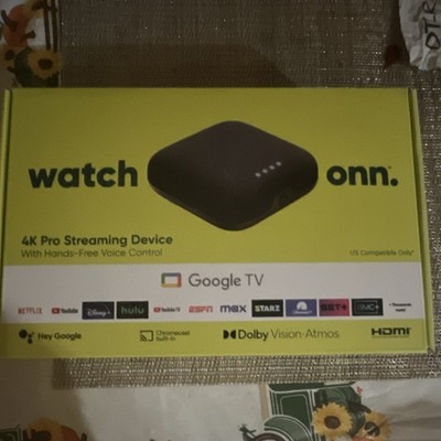 Loaded Onn 4K Pro Streaming Device Google TV Dolby Vision Atmos Wi-Fi HDMI Voice