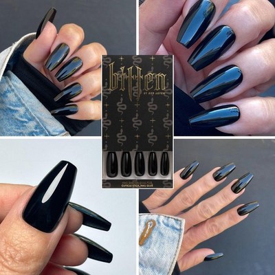 Red ASpen Press On Nails-Rachelle Rolled Snake Eyes Extra Long Ballerina