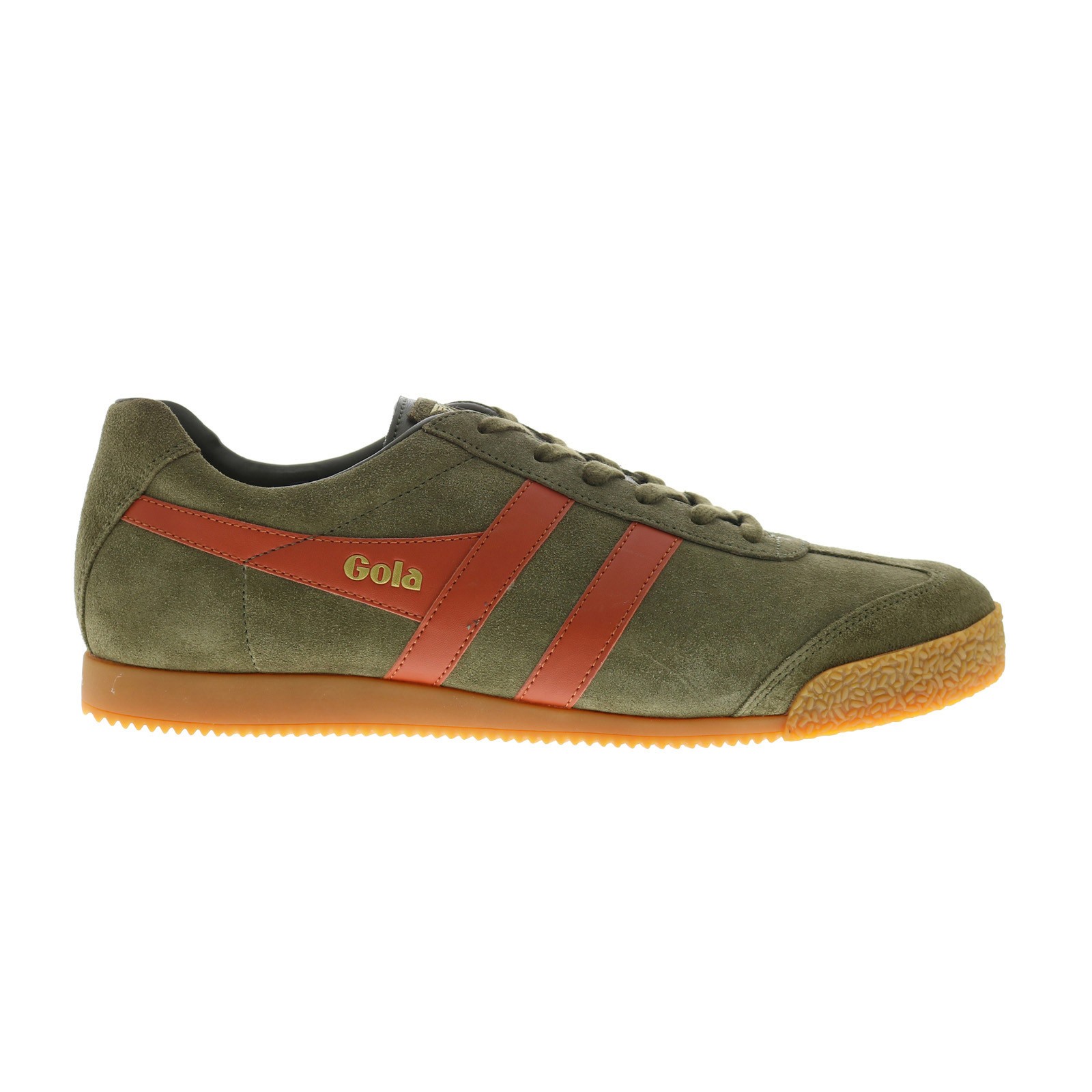 Gola Harrier Suede CMA192 Mens Green Lace-Up Lifestyle Sneakers
