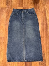 Women  s Y2K 90s Maxi Blue Denim Jean Skirt With Slit Small