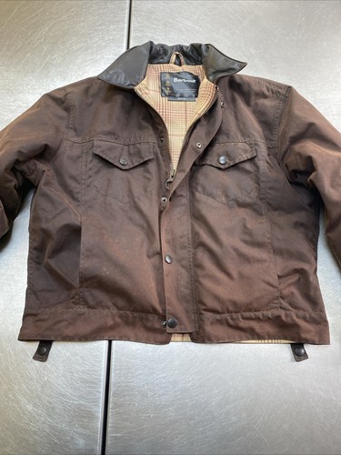 Barbour Bushman Drover Herren L 52 Zoll braun gewachst Country Bomberjacke