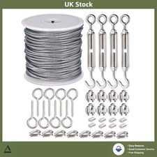 Durable 30M 304 Stainless Steel Garden Wire Kit 2mm 37 Pcs Outdoor Hanging