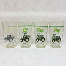 John Deere Tractor Gibson Tumbler Drinking Glass Lot of 4