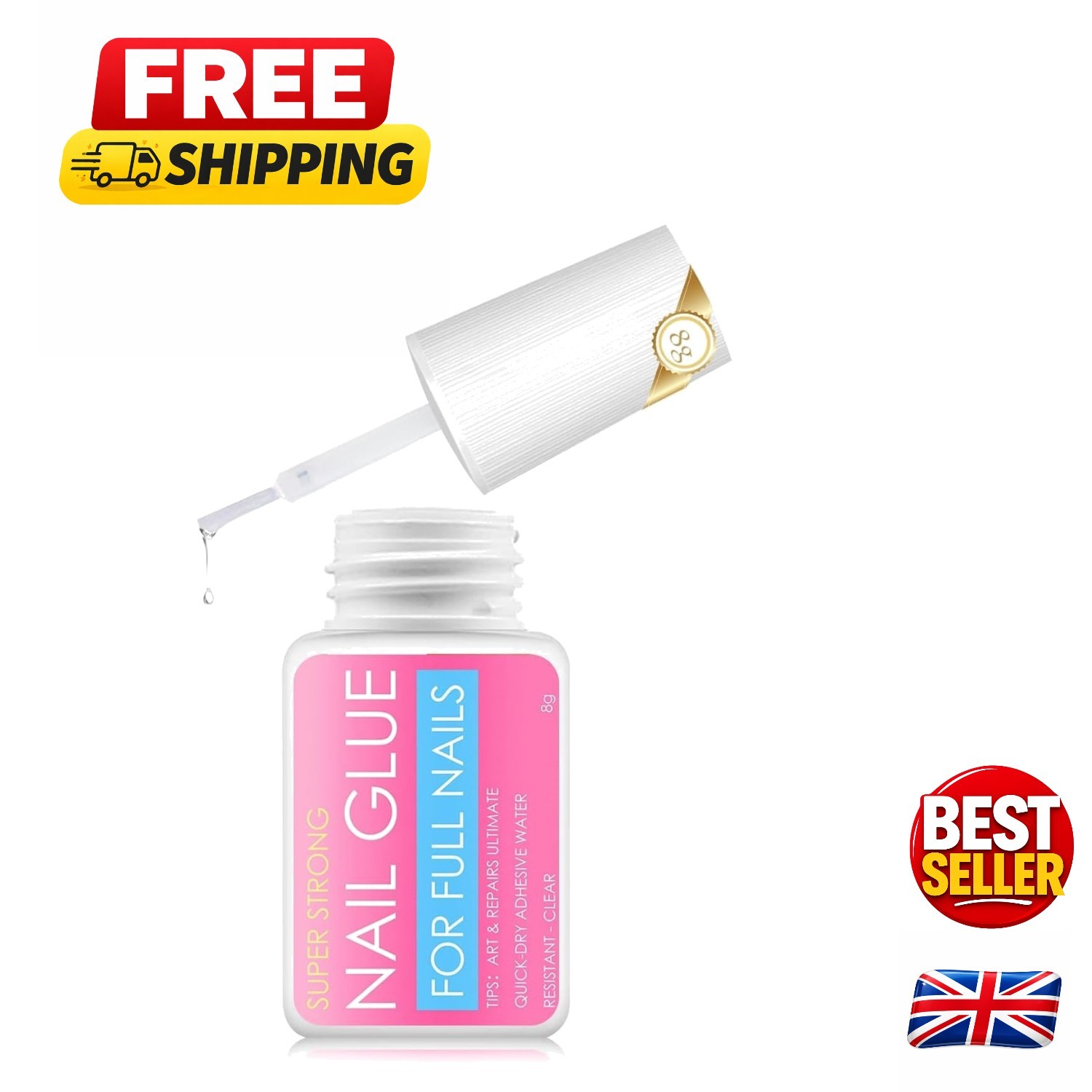 Quick Dry 8g Extra Strong Nail Glue - Ideal for False Nails and Decorations