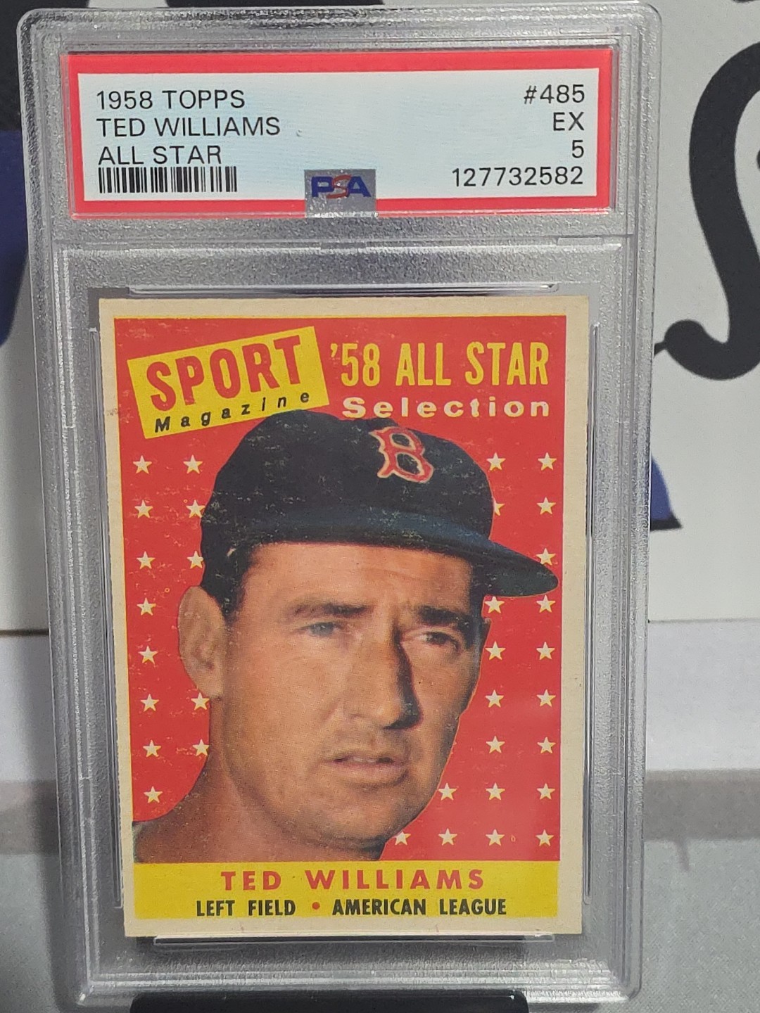 1958 Topps All Star Ted Williams #485 Boston Red Sox PSA 5