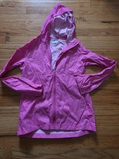 Columbia Jacket Youth Large 14/16 Pink Full Zip Lightweight Hoodie Windbreaker