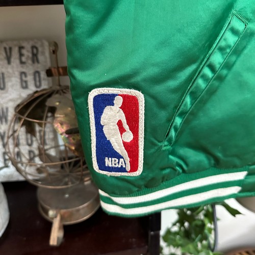 STARTER Vintage 80s/90s Celtics Satin Bomber Jacket Green USA Sz Youth Large - Picture 4 of 12