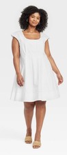 Women's Corset Woven Mini A-Line Dress - A New Day White 17: Cotton Poplin