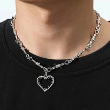 Heart Pendant Barbed Red Stone Hand Bone Wire...